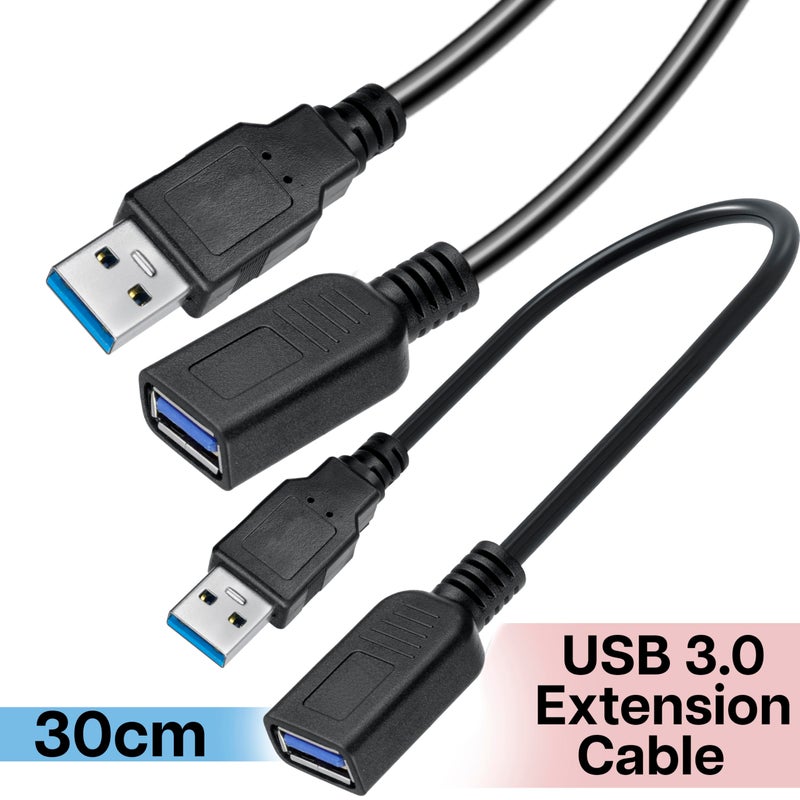 SaiTech IT 4 Pack Short Length 30cm USB 3.0 Extension Cable, Male to Female Extender Cable, USB 3.0 Extender Cord - Image 2